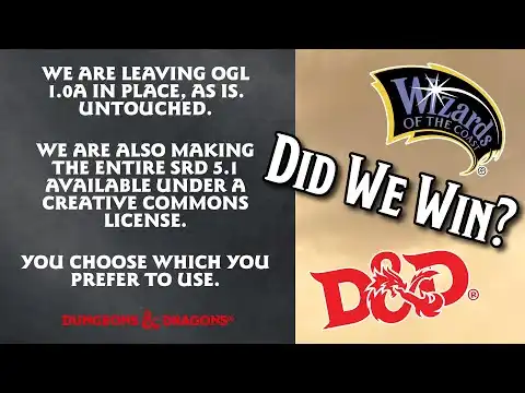 Wizards Surrenders, D&D SRD 5.1 is now Creative Commons, and OGL 1.0a To Be Left Alone. Did We Win?